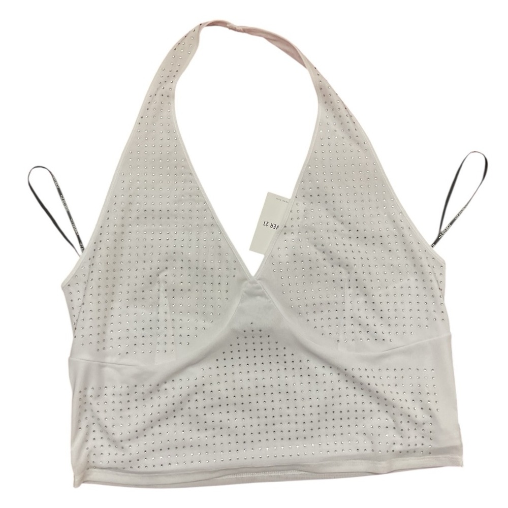 Forever 21 White Studded Halter Top P:20-22” L:24”